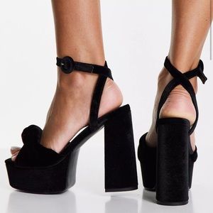 ASOS Black knotted platform heeled sandals - Women’s size 11 (Wide friendly)